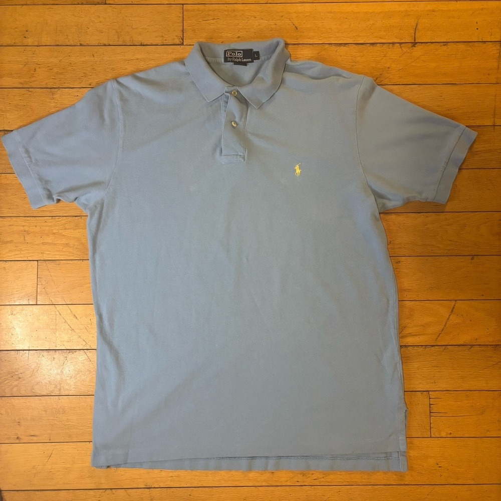 Polo Ralph Lauren Light Blue Men's Polo Shirt Size L Embroidered - Picture 1 of 4